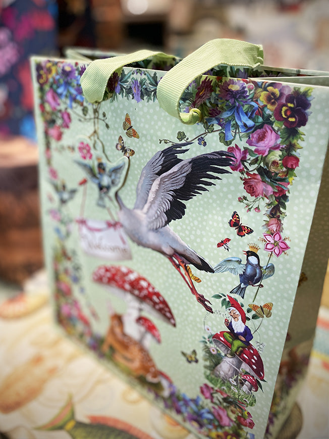 Bolsa de Regalo Mediana 'Baby Stork' - 21,5x25,2 cm