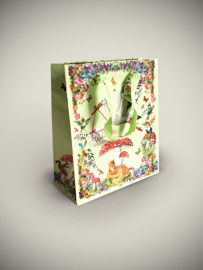 Bolsa de Regalo Mediana 'Baby Stork' - 21,5x25,2 cm