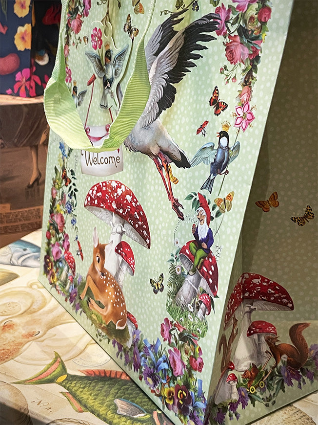 Bolsa de Regalo Mediana 'Baby Stork' - 21,5x25,2 cm