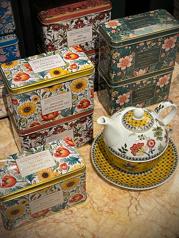 'Embroidery Sunflower' Tea Tin - 40 Tea Bags English Afternoon