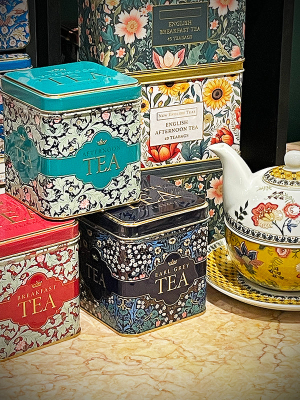 'Tapestry Green Leaves' Tea Tin - 32 Tea Bags English Afternoon