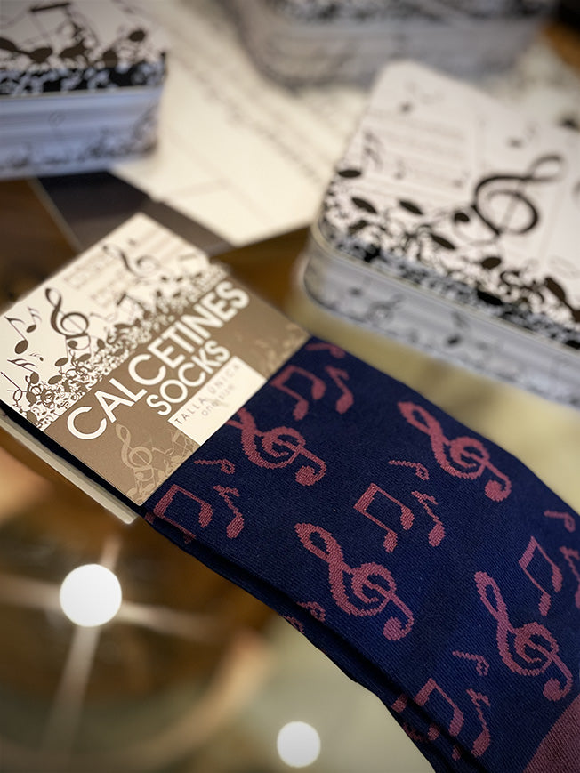 Calcetines en Caja de Lata 'Música' - Azul