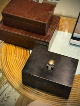 Decorative Box in Black Wood 'Skull'