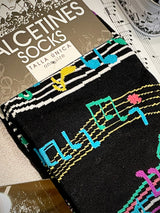 Calcetines en Caja de Lata 'Partituras Musicales' - Negro