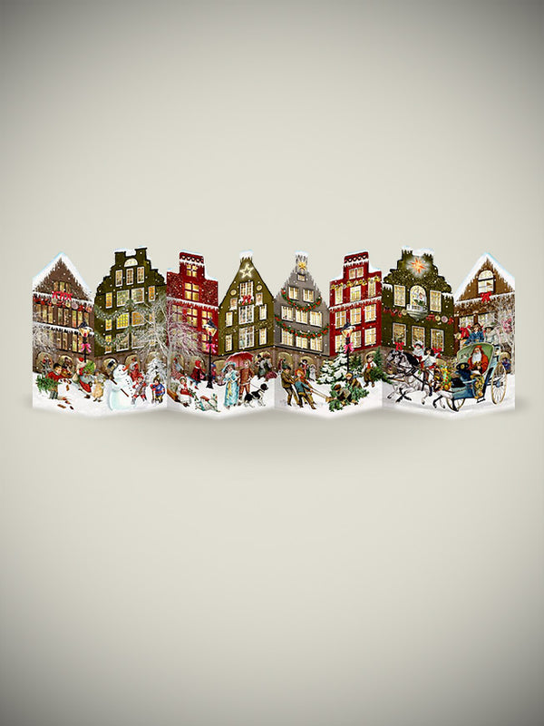 Advent Calendar 'Concertina Houses at Christmas' - 84x30 cm