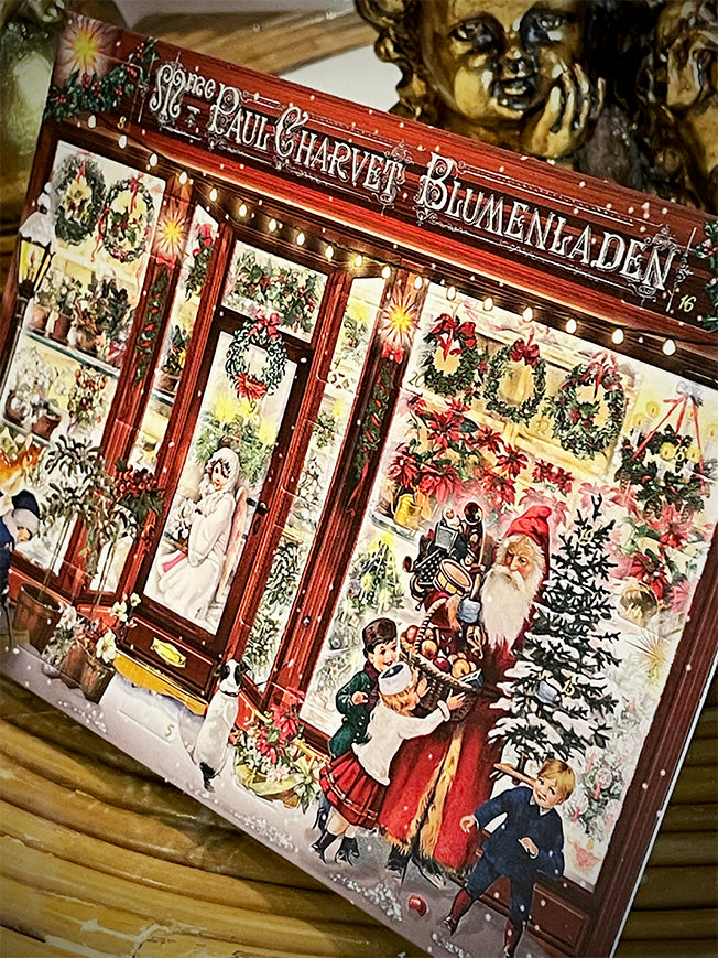 Tarjeta de Navidad y Adviento 'Escaparate de Navidad' - Floristería