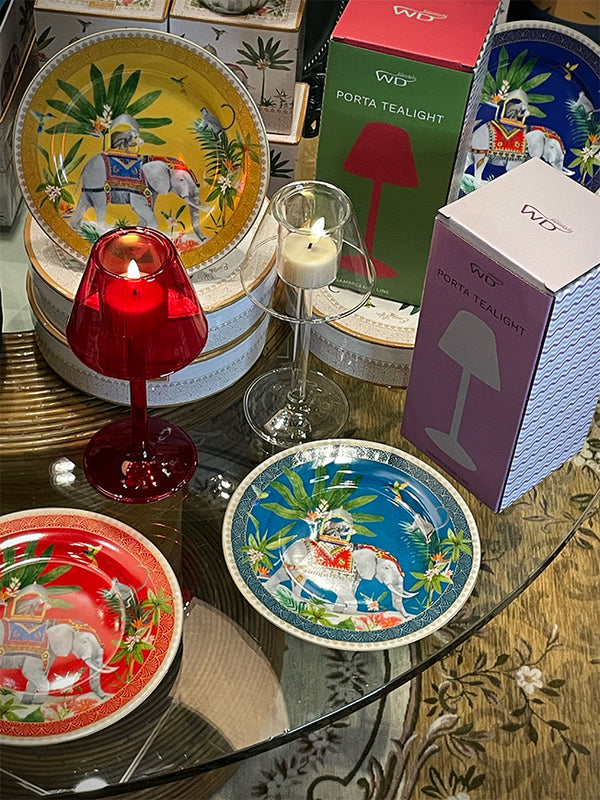 Candelabro Portavela de Cristal 'Samarcanda' Rojo