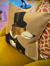 'Whippet Dog with Tie Bow' Cushion Cover - 45x45 cm