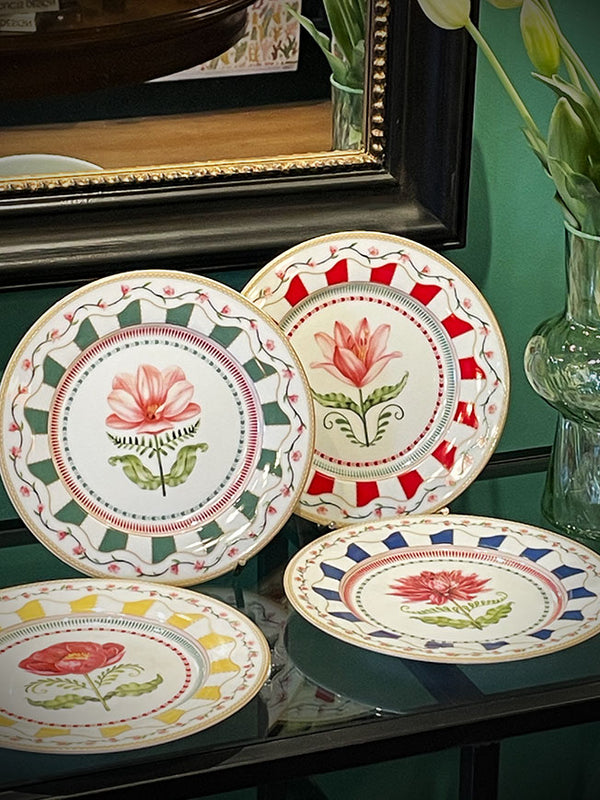 Comprar Set de Platos 'Flowery' Con Flores y Rayas Tartan Zebra