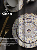 Plato Llano de Porcelana 'Decó'