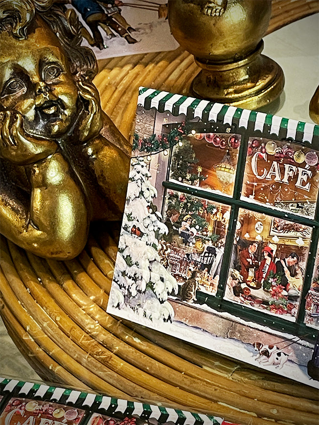 Tarjeta de Navidad y Adviento 'Escaparate de Navidad' - Café