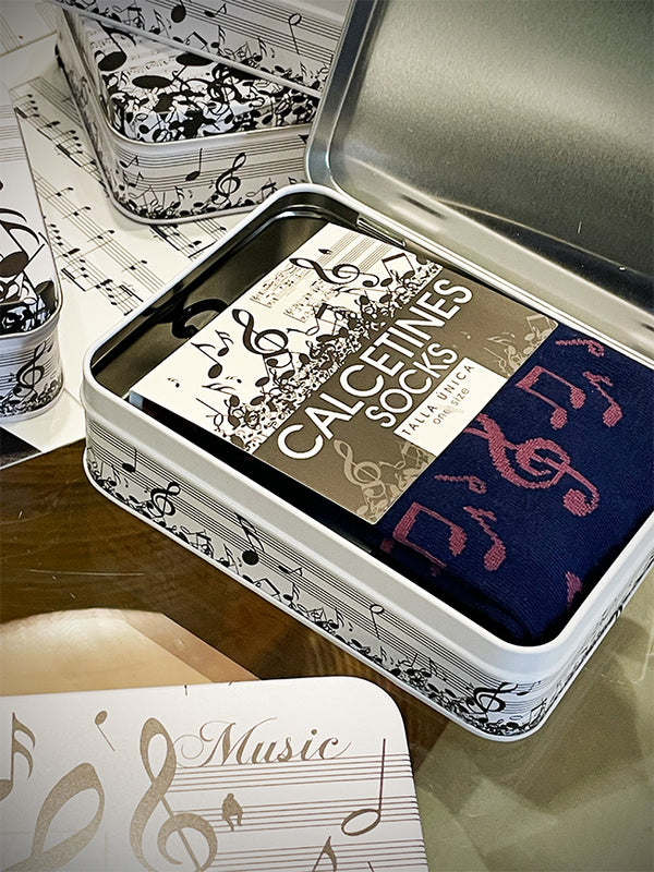 Calcetines en Caja de Lata 'Música' - Azul