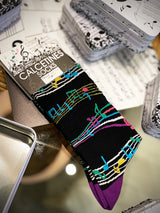 Calcetines en Caja de Lata 'Partituras Musicales' - Negro