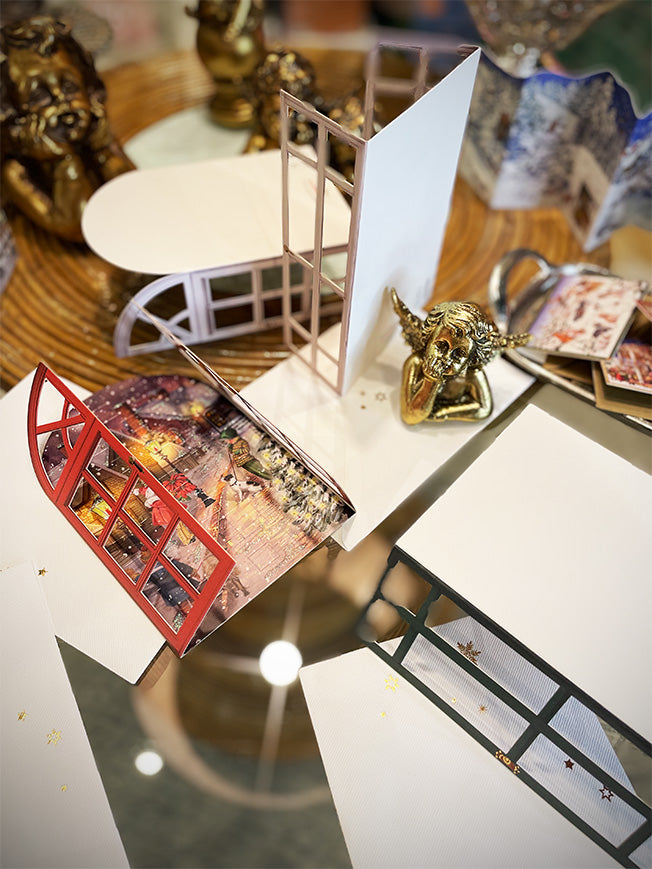 Tarjeta de Navidad y Adviento 'Ventana Nostálgica' - Verde