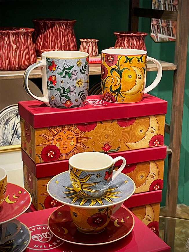 Juego de 2 Mugs de Porcelana 'Sun & Moon' - 350 ml