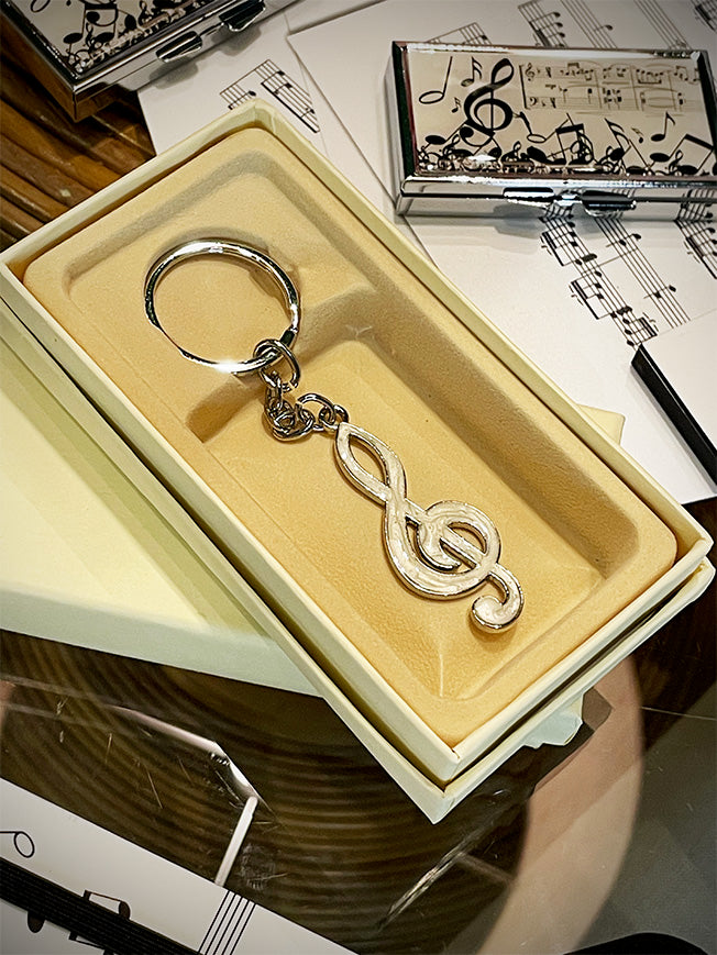 Llavero Plateado y Esmalte 'Clave de Sol'