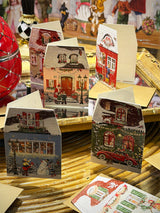 Pequeña Tarjeta de Navidad y Adviento 'Casas de Navidad' - Verde
