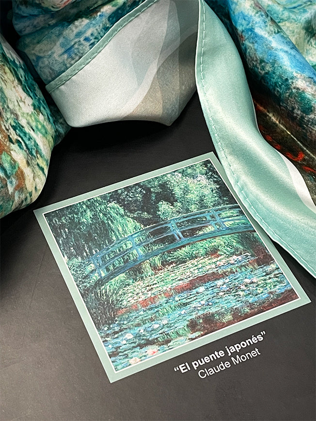 Pañuelo Estampado 'El Puente Japonés' 90x90 cm - Monet