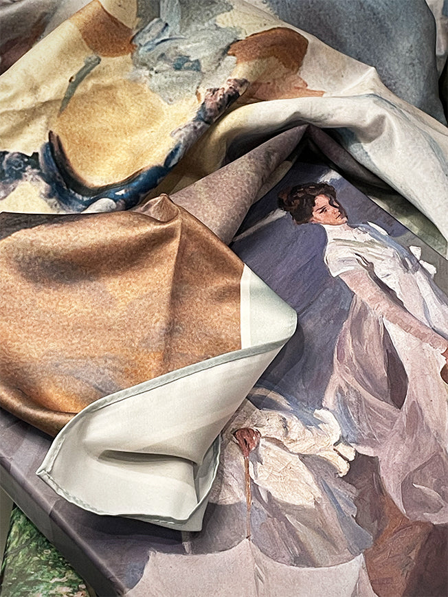 Pañuelo Estampado 'Paseo a Orillas del Mar' 90x90 cm - Sorolla