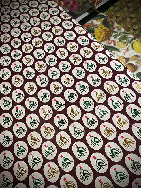 Christmas Paper Roll 'Christmas Trees Collage' - Caroline Gardner - 5 Meters