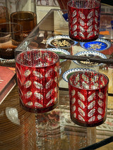 Portavela de Cristal Rojo 'Flakes' - Pequeño