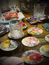 Set de 6 Posavasos 'Flowers in a Glass Vase with A Butterfly' - Henstenburgh