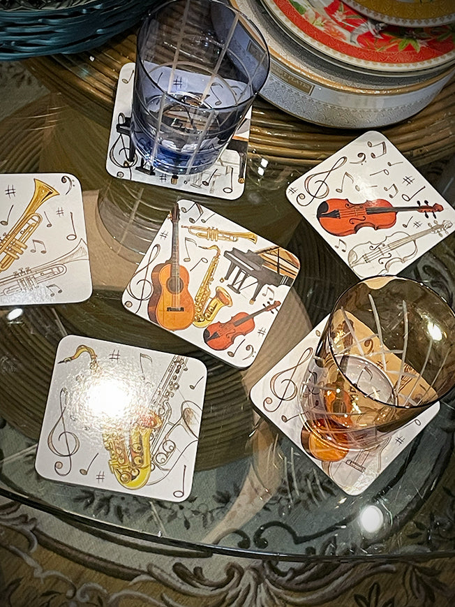 Set of 6 Musical Instrument Coasters | Tartan & Zebra