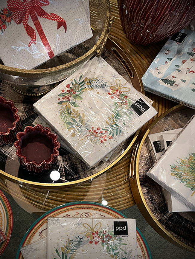 Pack de 20 Servilletas de Papel 'Festive Wreath' - 33x33 cm