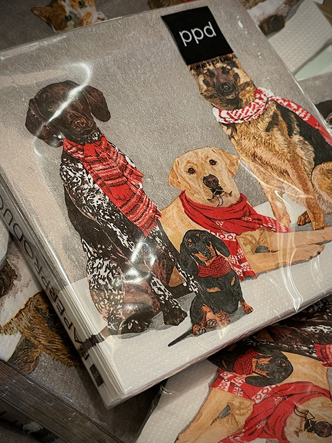 Pack de 20 Servilletas de Papel 'Scarf Dogs' - 25x25 cm