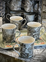 Set of 4 Porcelain Mugs 'Retro Jungle' - 300 ml