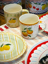 Plato de Postre de Porcelana 'Fruit Mania' Limones y Rayas