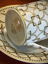 Juego de 2 Tazas de Espresso de Porcelana con Plato 'Decó'