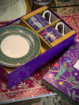 Set de 2 Tazas con Plato 'Imperial Peacock' - 240 ml