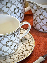 Taza de Té de Porcelana con Plato 'Decó' - 220 m