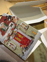 Pequeña Tarjeta de Navidad y Adviento 'Casas de Navidad' - Beige