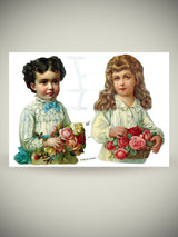 German Trading Card Sheet 'Pair of Girls'