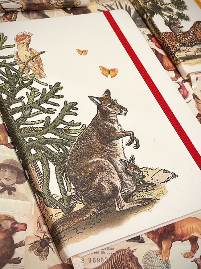 A5 Notebook 'Animalis' - Kangaroo, Cockatoo and Butterflies