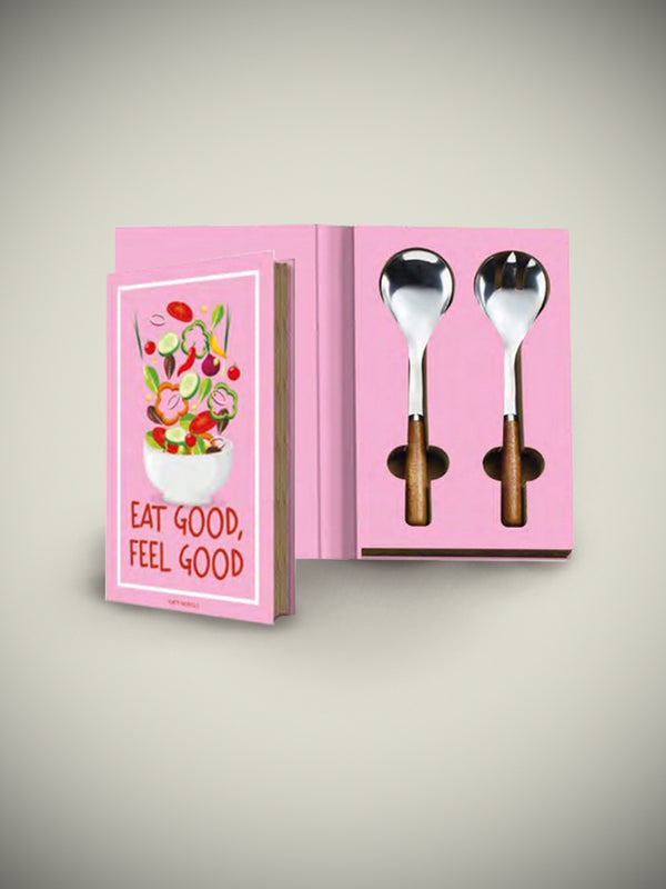 Gift Novels Salad Servers Set - Eat Good, Feel Good
