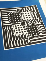 Serigraphy H.C. 'Blue, White and Black Geometric' - Victor Vasarely
