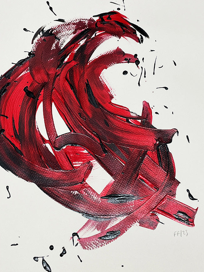 Modern Abstract Painting 'Explosion in Red' | 65x50cm – Tartan & Zebra