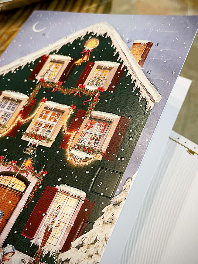 Tarjeta Calendario de Adviento 'Casa de Navidad' - Verde