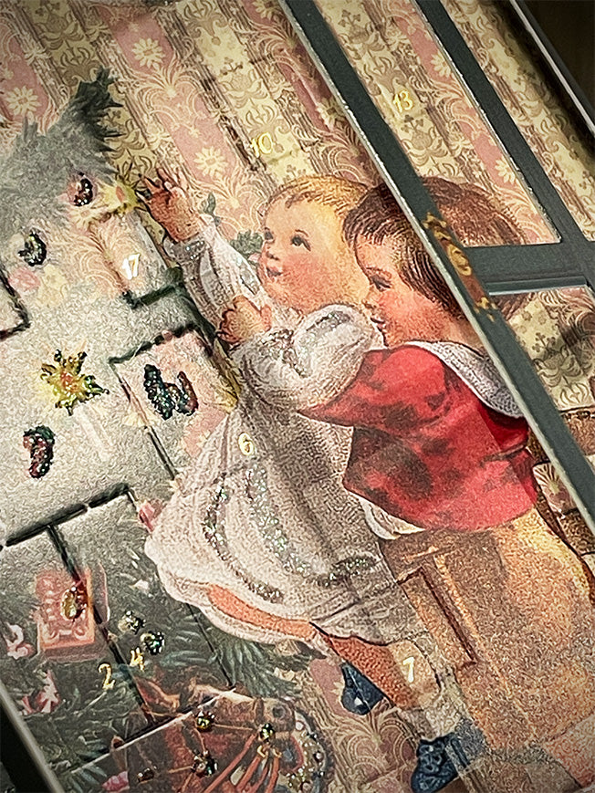 Tarjeta de Navidad y Adviento 'Ventana Nostálgica' - Verde