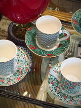 Juego de 6 Tazas y Platos de Café  'Floral Fantasy'