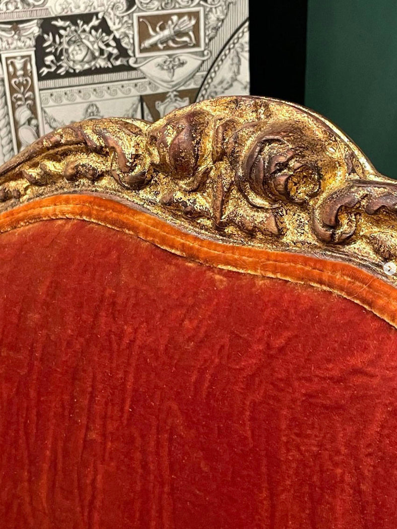 French Style Armchair 'Chloe' in Terracotta Velvet