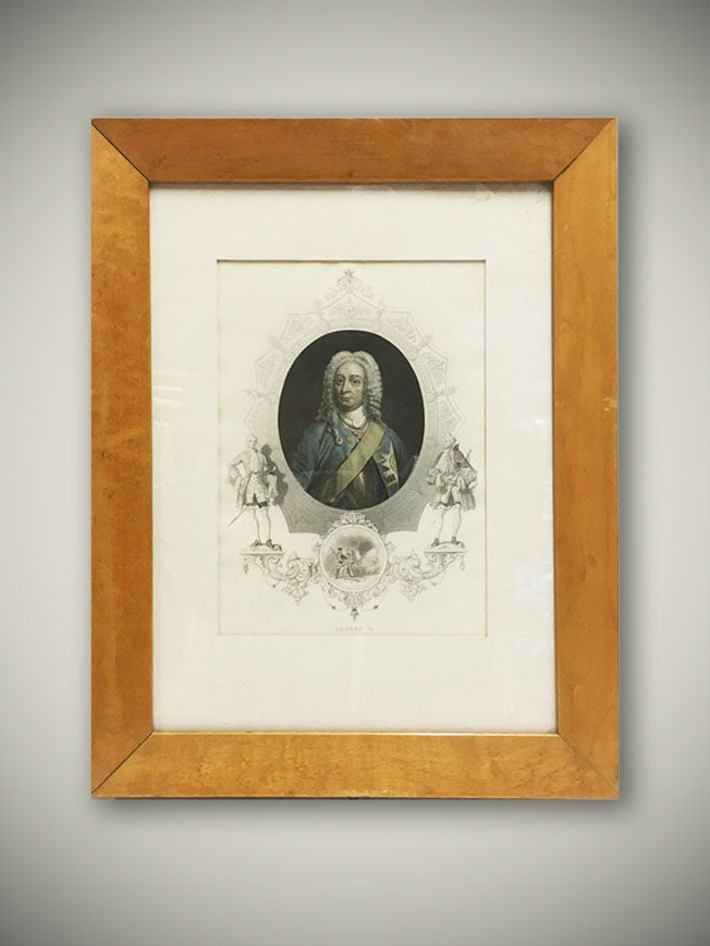 Grabado Antiguo 'King George II' - 35 x25.5 cm