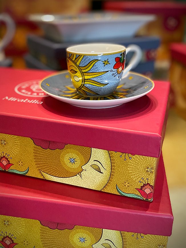 Juego de 6 Tazas y Platos de Café  'Sun & Moon'