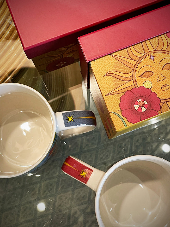 Juego de 2 Mugs de Porcelana 'Sun & Moon' - 350 ml