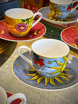 Juego de 6 Tazas y Platos de Café  'Sun & Moon'