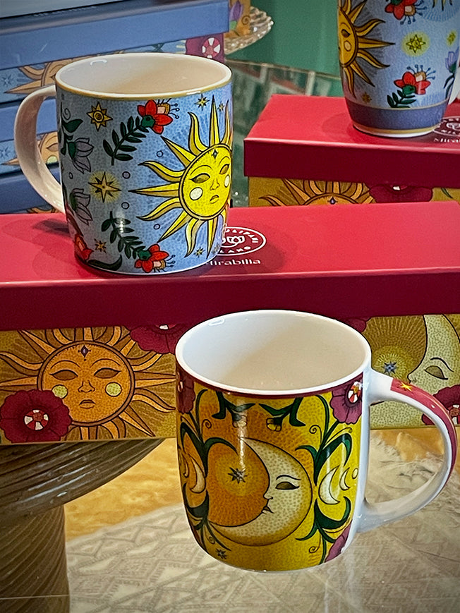 Juego de 2 Mugs de Porcelana 'Sun & Moon' - 350 ml