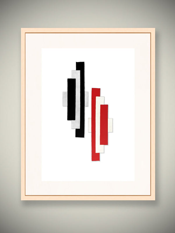 Lámina Decorativa 'Geometría en Negro y Rojo'